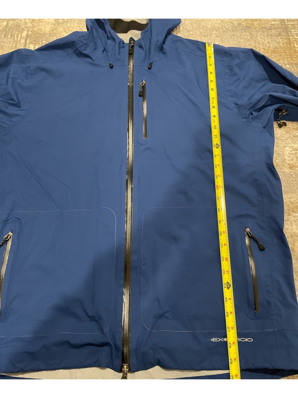 ExOfficio Rain Logic Hooded Jacket Mens XL Blue Waterproof Breathable Outdoors - Picture 11 of 13